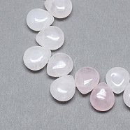 Natural Rose Quartz Gemstone Beads Strands, Top Drilled Beads, Teardrop, 12x9~10x5~6mm, Hole: 1mm, about 33pcs/strand, 9.84 inch(X-G-T005-18)