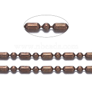 Brass Ball Chains, Ball & Bar Beaded Chains, Long-Lasting Plated, Soldered, with Spool, Cadmium Free & Nickel Free & Lead Free, Red Copper, 1.5mm and 3x1.5mm, about 301.83 Feet(92m)/roll(CHC015Y-R)