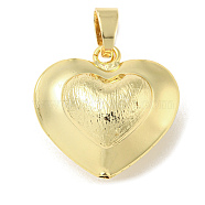 Rack Plating Brass Pendants, Long-Lasting Plated, Lead Free & Cadmium Free, Heart Charms, Real 18K Gold Plated, 24x25x13mm, Hole: 7.5x4mm(KK-F869-02G-01)
