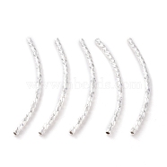 Brass Tube Beads, Long-Lasting Plated, Curved Beads, Tube, 925 Sterling Silver Plated, 29.5x1.5mm, Hole: 0.8mm(KK-Y003-86F-S)