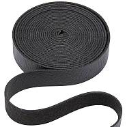 PU Imitation Leather Cord, for Clothing, Flat, Black, 12.5x1.2mm, about 2.19 Yards(2m)/Roll(LC-WH0006-06A-09)