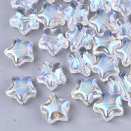 Transparent Glass Beads, AB Color Plated, Star, Clear AB, 8x8x4mm, Hole: 0.8~1mm(X-GLAA-N035-01-B01)