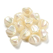 Spray Painted ABS Plastic Beads, Imitation Pearl, Nuggest, Dyed, AB Color Plated, Beige, 15x13~15x12~13mm, Hole: 2mm(KY-C017-08D)