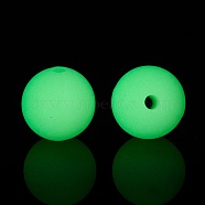 Luminous Silicone Beads, DIY Nursing Necklaces and Bracelets Making, Round, Light Green, 11.5mm, Hole: 2mm(SIL-I002-01G)