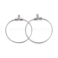 304 Stainless Steel Pendants, Hoop Earring Findings, Ring, Stainless Steel Color, 34x31x1.5mm, 21 Gauge, Hole: 1mm, Inner Size: 29x30mm, Pin: 0.7mm(STAS-F191-09P-C)