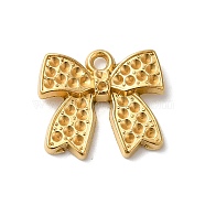 304 Stainless Steel Pendant Rinestone Settings, Bowknot, Real 18K Gold Plated, Fit for 1.2mm Rhinestone, 17x19x3.5mm, Hole: 1.8mm(STAS-I203-65G)