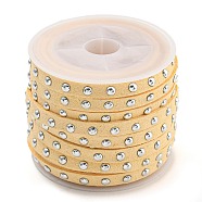 Faux Suede Cord, with Silver Tone Alloy Rivet, For Punk Rock Jewelry Making, Lemon Chiffon, 5x2.5mm, about 5.46 yards(5m)/roll(LW-Q016-5mm-S1124)