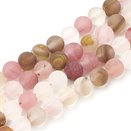 Tigerskin Glass Beads Strands, Frosted, Round, 8~8.5mm, Hole: 1mm, about 47pcs/strand, 15.5 inch(X-G-T106-259)