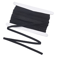 20 Yards Flat Polyester Elastic Cord, Clothes Accessories, Black, 9mm(OCOR-AR0001-58)