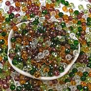 Glass Beads, Faceted, Rondelle, Olive Drab, 6x5mm, Hole: 1mm, about 2360pcs/500g(EGLA-A034-LM6mm-26)