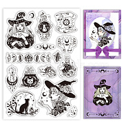 Custom PVC Plastic Clear Stamps, for DIY Scrapbooking, Photo Album Decorative, Cards Making, Witch, 160x110x3mm(DIY-WH0448-0412)