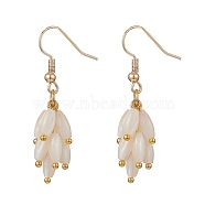 Natural Shell Beads Cluster Dangle Earrings, Golden Brass Jewelry for Women, White, 43mm, Pin: 0.6mm(EJEW-JE05220)