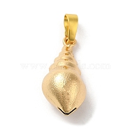 Brass Pendants, Long-Lasting Plated, Lead Free & Cadmium Free, Conch Charm, Real 18K Gold Plated, 27x12x12.5mm, Hole: 8x5mm(KK-K375-04G)