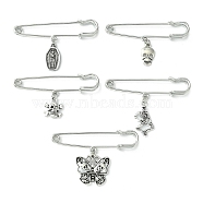 Iron Brooches, Alloy Pendant Kilt Pins, Halloween Theme, Skull/Coffin/Butterfly, Antique Silver & Platinum, 30~41mm(JEWB-BR00117)