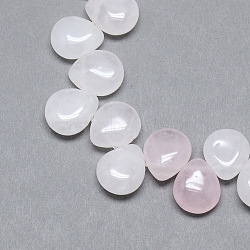 Natural Rose Quartz Gemstone Beads Strands, Top Drilled Beads, Teardrop, 12x9~10x5~6mm, Hole: 1mm, about 33pcs/strand, 9.84 inch(X-G-T005-18)