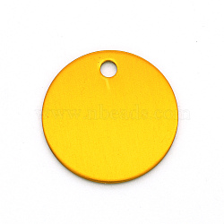 Colored Aluminum Pendants, Laser Cut, Double Sided Dog Pet Name Phone Number ID Tag Charm, Flat Round, Gold, 20x1mm, Hole: 3mm(ALUM-S018-JA631-2)