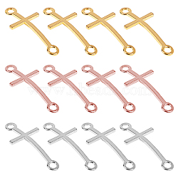 Alloy Links connectors, Sideways Cross, Mixed Color, 39x17x2mm, 20pcs/color, Total 60pcs/box(PALLOY-CA0001-04)