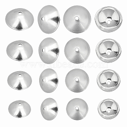 304 Stainless Steel Bead Caps, Apetalous, Half Round, Silver, 4x1.5mm, Hole: 0.8mm, 80pcs/box(STAS-UN0016-55S)