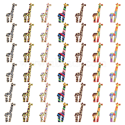 42PCS 7Colors Alloy Pendants, Cadmium Free & Nickel Free & Lead Free, Giraffe, Mixed Color, 33x17x1.5mm, Hole: 1.2mm, 6pcs/color(PALLOY-DC0001-64)