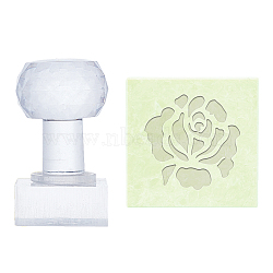 Plastic Stamps, DIY Soap Molds Supplies, Square, Rose Pattern, 38x38mm(DIY-WH0350-080)