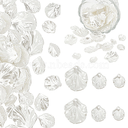 Elite 150Pcs 3 Style Pearlized Acrylic Imitation Pearl Pendants, Leaf Charms, White, 17~31x14~26.5x4~8mm, Hole: 1.5~1.6mm, 50pcs/style(SACR-PH0001-50)