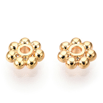 Brass Daisy Spacer Beads, Flower, Nickel Free, Real 18K Gold Plated, 5x1.5mm, Hole: 1.5mm