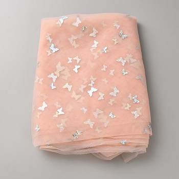Butterfly Polyester Mesh Fabric, Clothing Accessories, Light Coral, 1600x1000x0.2mm