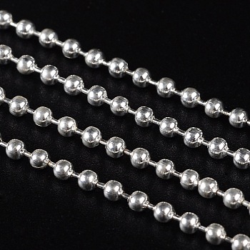 Iron Ball Chains, Soldered, Silver Color Plated, with Spool, Bead: about 2mm in diameter, about 328.08 Feet(100m)/roll
