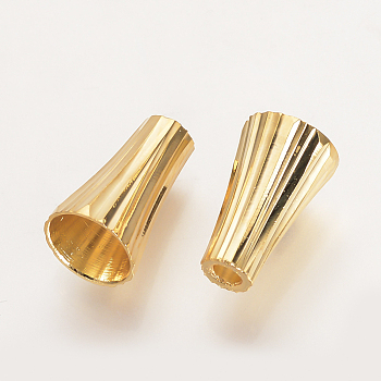 Brass Bead Cones, Nickel Free, Real 18K Gold Plated, 11.5x7mm, Hole: 2mm, Inner Diameter: 6mm