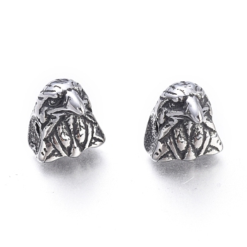 304 Stainless Steel Beads, Eagle Head, Antique Silver, 12x11x10mm, Hole: 1.8mm