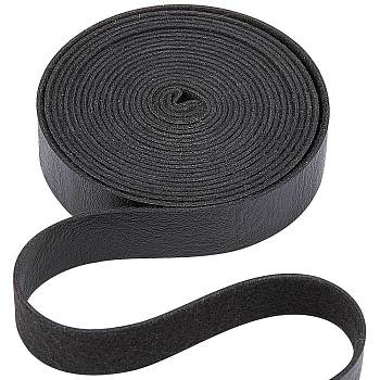 PU Imitation Leather Cord, for Clothing, Flat, Black, 12.5x1.2mm, about 2.19 Yards(2m)/Roll