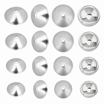 304 Stainless Steel Bead Caps, Apetalous, Half Round, Silver, 4x1.5mm, Hole: 0.8mm, 80pcs/box