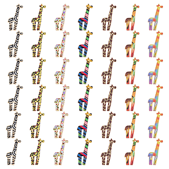 42PCS 7Colors Alloy Pendants, Cadmium Free & Nickel Free & Lead Free, Giraffe, Mixed Color, 33x17x1.5mm, Hole: 1.2mm, 6pcs/color