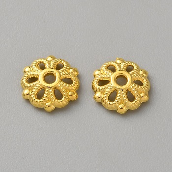 Alloy Bead Caps, Flower, Golden, 8x8.5x2.5mm, Hole: 1mm