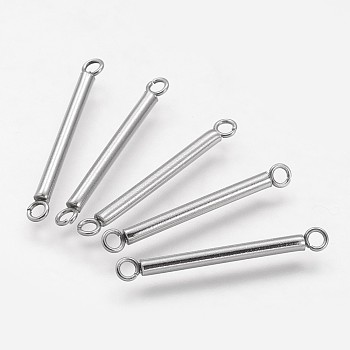 304 Stainless Steel Links connectors, Column, Stainless Steel Color, 26x2mm, Hole: 1.5mm