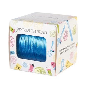 Nylon Thread, Rattail Satin Cord, Cornflower Blue, 1.0mm, about 76.55 yards(70m)/roll