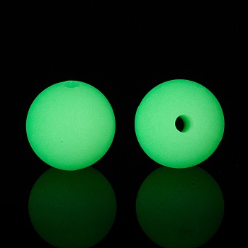 Luminous Silicone Beads, DIY Nursing Necklaces and Bracelets Making, Round, Light Green, 11.5mm, Hole: 2mm