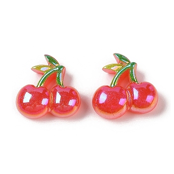 Glitter Plated Resin Cabochons, Fruit, Cherry, 21x21x8.5mm