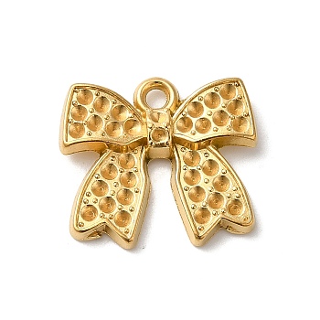 304 Stainless Steel Pendant Rinestone Settings, Bowknot, Real 18K Gold Plated, Fit for 1.2mm Rhinestone, 17x19x3.5mm, Hole: 1.8mm