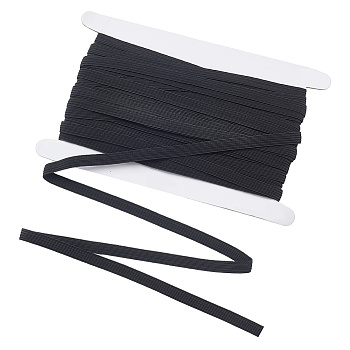 20 Yards Flat Polyester Elastic Cord, Clothes Accessories, Black, 9mm