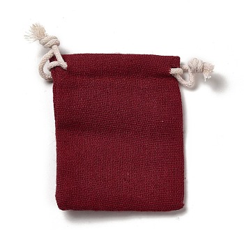 Rectangle Cloth Packing Pouches, Drawstring Bags, Dark Red, 8.6x7x0.5cm
