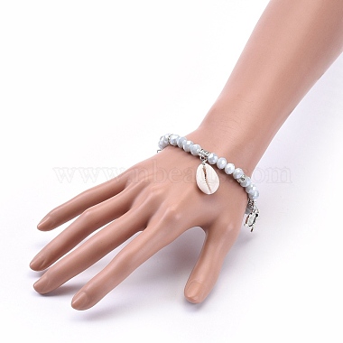 Bracelets stretch pendentif coquille cauris(BJEW-JB04057)-6