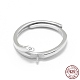 Adjustable Rhodium Plated 925 Sterling Silver Finger Ring Components(STER-L055-021P)-1