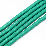 Handmade Polymer Clay Bead Strands, Heishi Beads, Disc/Flat Round, Light Sea Green, 6x0.5~1mm, Hole: 2mm, about 320~447pcs/strand, 15.74 inch~16.92 inch(CLAY-T002-6mm-08)