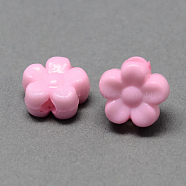 Solid Color Acrylic Beads, Flower, Pink, 8.5x9x4mm, Hole: 2mm, about 2686pcs/500g(SACR-R807-08)