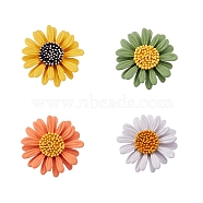 4Pcs 4 Colors Zinc Alloy Brooches, Enamel Pin, Daisy, Mixed Color, 33.5x32x12mm, Pin: 0.7mm, 1pc/color(JEWB-SZ0001-07)