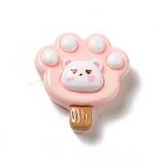 Opaque Resin Imitation Food Decoden Cabochons, Paw Print Ice Cream, Pink, 25.5x24x9.5mm(CRES-H001-02A)