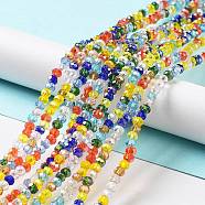 Glass Beads Strands, Faceted, Rondelle, Mixed Color, 4x3mm, Hole: 0.4mm, about 123~127pcs/strand, 15.75~16.5 inch(40~42cm)(EGLA-A034-M4mm-61)