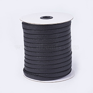 Flat Imitation Leather Cords, Black, 10x2mm, about 50m/roll(54.68yards/roll)(OCOR-F008-C01)