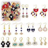 DIY Evil Eye Earring Making Kits, Including Hand & Rhombus & Heart & Cross & Heart Alloy Pendants, Glass Beads, Iron Earring Hook, Brass Hoop Earring Findings, Golden, 170Pcs/box(DIY-SZ0009-06)